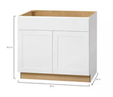Avondale Shaker Alpine White Ready to Assemble Plywood 36 in Sink Base Kitchen Cabinet (36 in W x 24 in D x 34.5 in H)