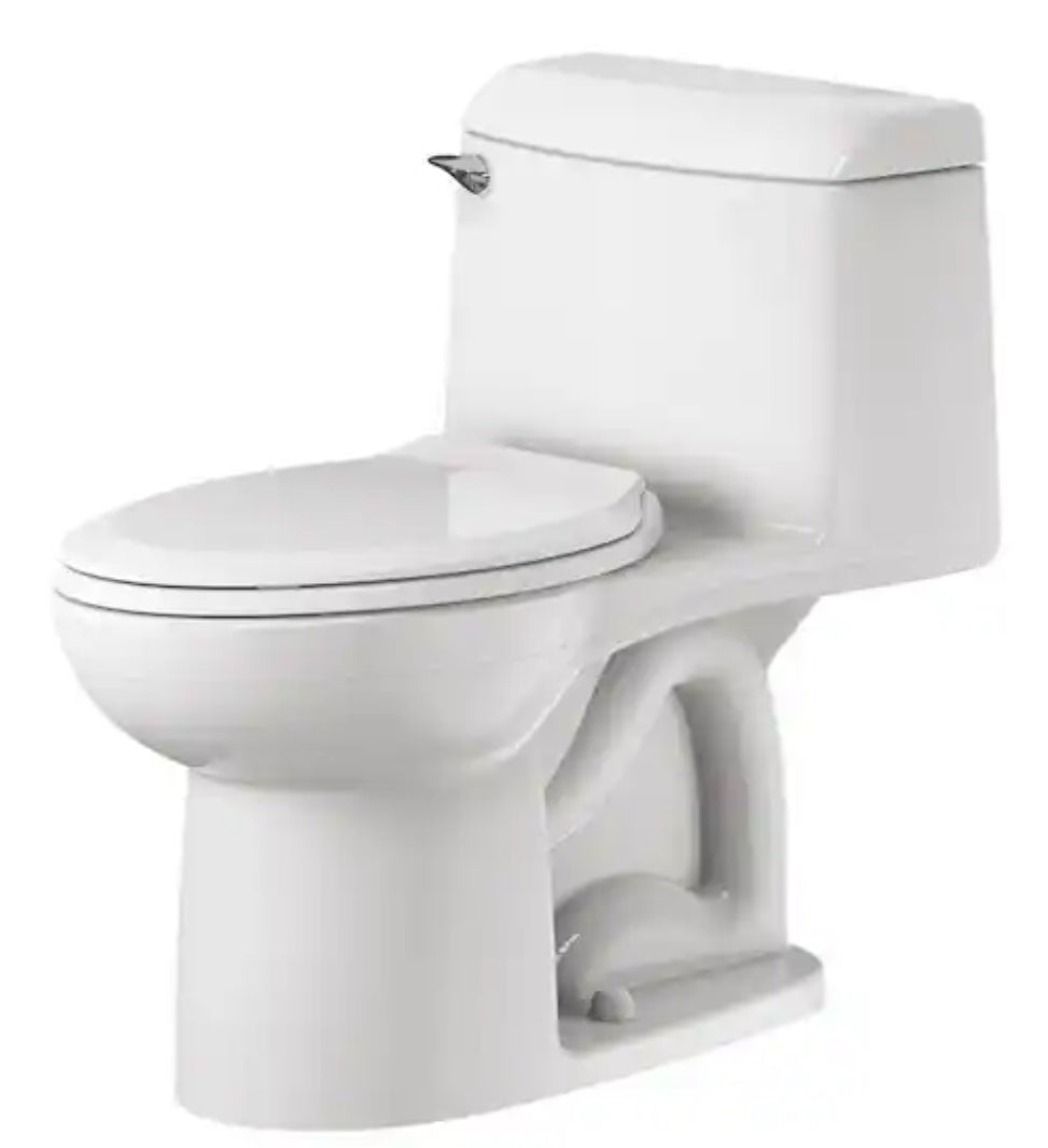 Champion Four 1-Piece 1.6 GPF Single Flush Elongated Toilet in White, Seat Included