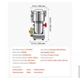 Electric Grain Mill Grinder 2100W High-Speed Stainless Steel Pulverizer 1.8 lb. Kitchen Tools for Spices Grains