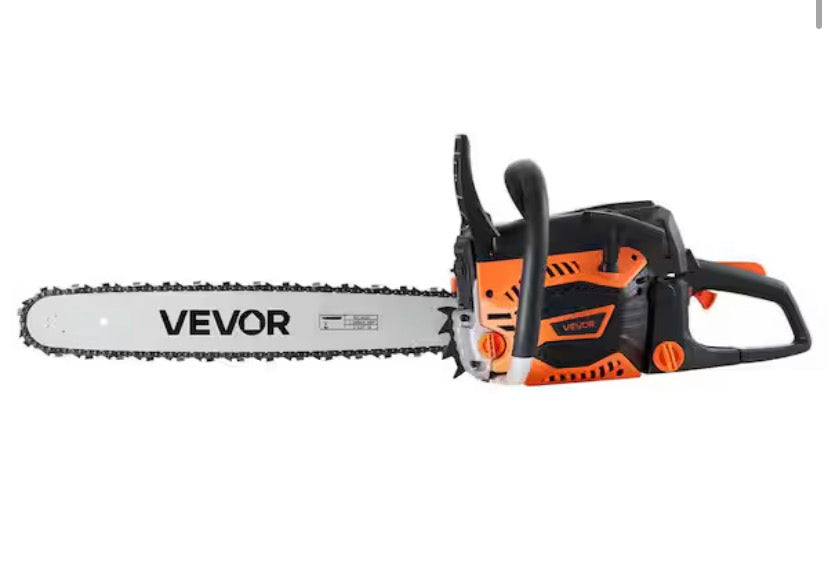 62 cc Gas Chainsaw, 20-in., 3.8 HP, Non-Slip Handle, Dual Fuel Tanks, for Wood Cutting, Tree Trimming, and Land Clearing