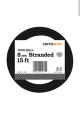 15 ft. 8 Gauge Black Stranded Copper THHN Wire