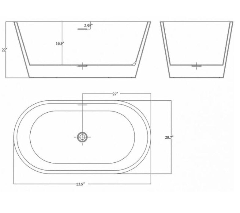 53.9 in. Acrylic Double Ended Flat-bottom Non-Whirlpool Bathtub in Black Patterns