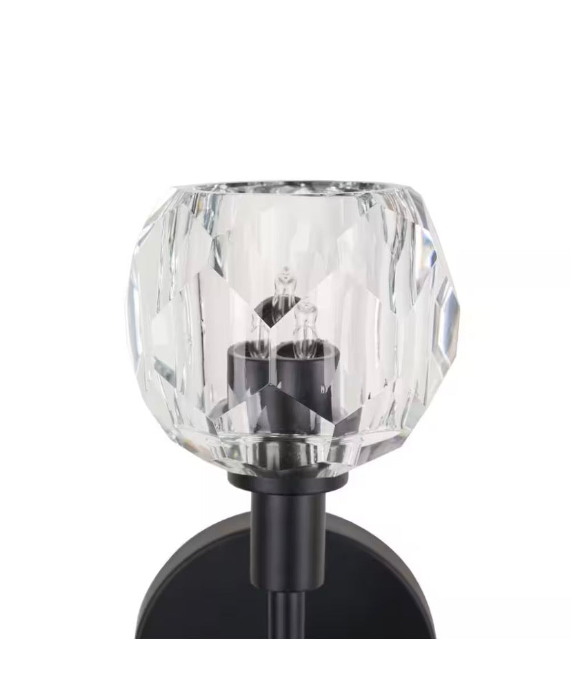 4.75 in. 1-Light Black Wall Sconce with Clear Captured Glass Shade