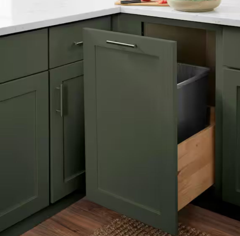 Avondale 18 in. W x 24 in. D x 34.5 in. H Ready to Assemble Plywood Shaker Trash Can Kitchen Cabinet in Fern Green