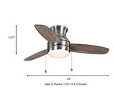 Ashby Park 44 in. White Color Changing Integrated LED Brushed Nickel Ceiling Fan with Light Kit and 3 Reversible Blades