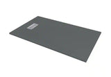 60 in. L x 36 in. W x 1.125 in. H Alcove Solid Composite Stone Shower Pan Base with L/R Drain in Graphite Sand