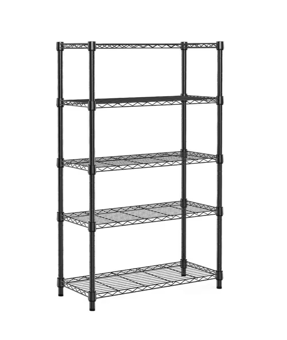 Heavy Duty 5-Tier Utility Shelving Unit, 1750 lbs. Steel Organizer Wire Rack for Kitchen, Office, Garage in Black