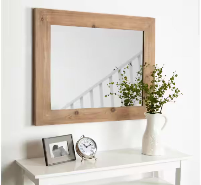 Medium Rectangle Rustic Brown Classic Mirror (36 in. H x 30 in. W)