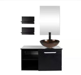 28 in. W x 19 in. D x 16 in. H Single Sink Black Bath Vanity with mirror and without Top Sink