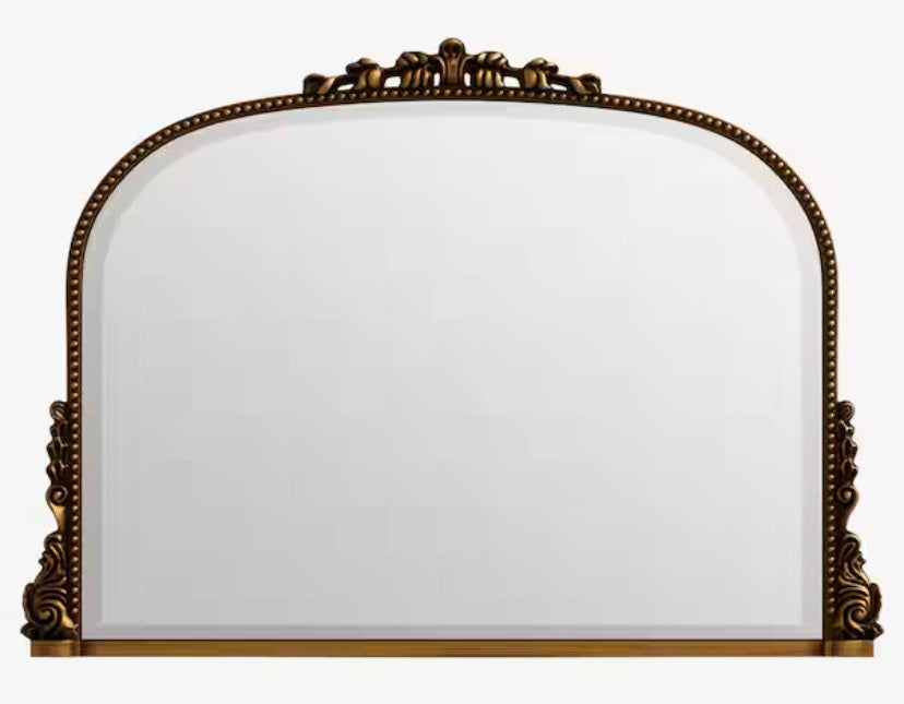 Antique Gold 36 in. W x 27 in. H Arched Polyurethane Framed with Decoration Antique Vanity Wall Mirror