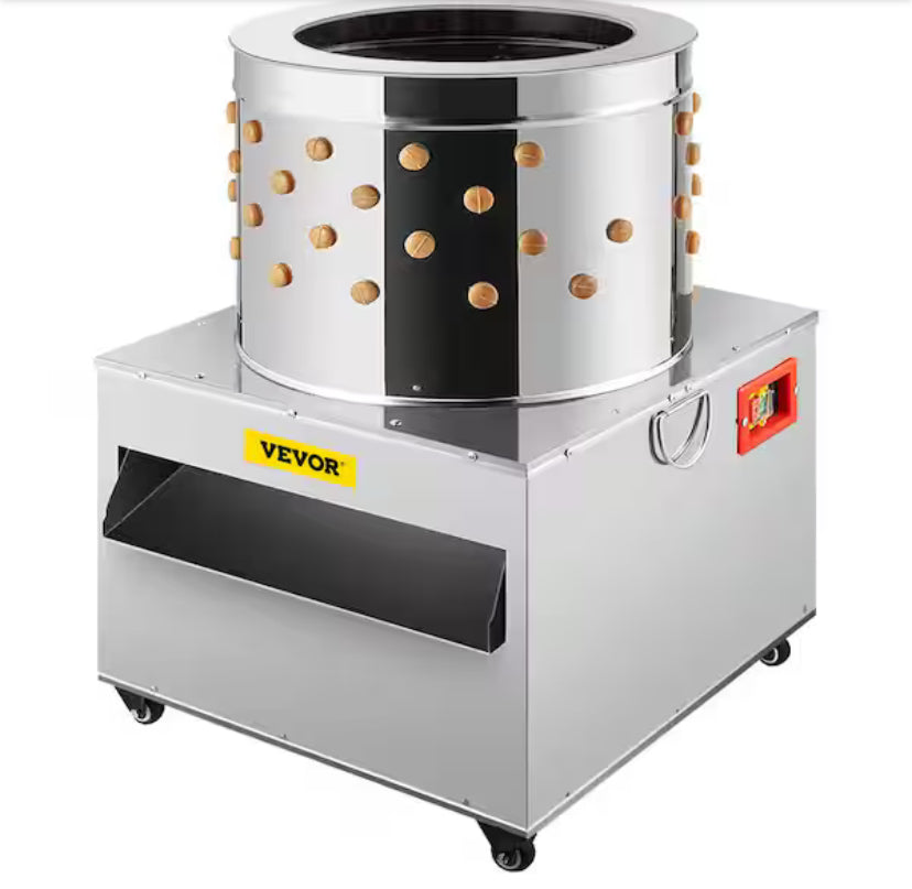 Stainless Steel Chicken Plucker 20 in. Barrel Diameter De-Feather Remove Poultry Machine 1500-Watt 275R Barrel Diameter