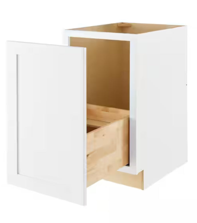 Avondale 18 in. W x 24 in. D x 34.5 in. H Ready to Assemble Plywood Shaker Trash Can Kitchen Cabinet in Alpine White