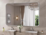 30 in. W x 48.2 in. H Rectangular Aluminum Frame Square Silver Wall Mirror