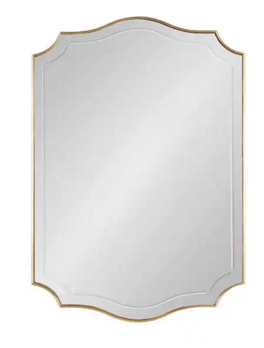 Hollyn 24.02 in. W x 35.98 in. H Gold Scalloped Traditional Framed Decorative Wall Mirror