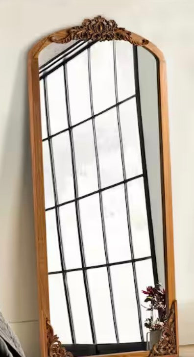 21 in. W x 64 in. H Carved Wooden Full Length Mirror in Gold