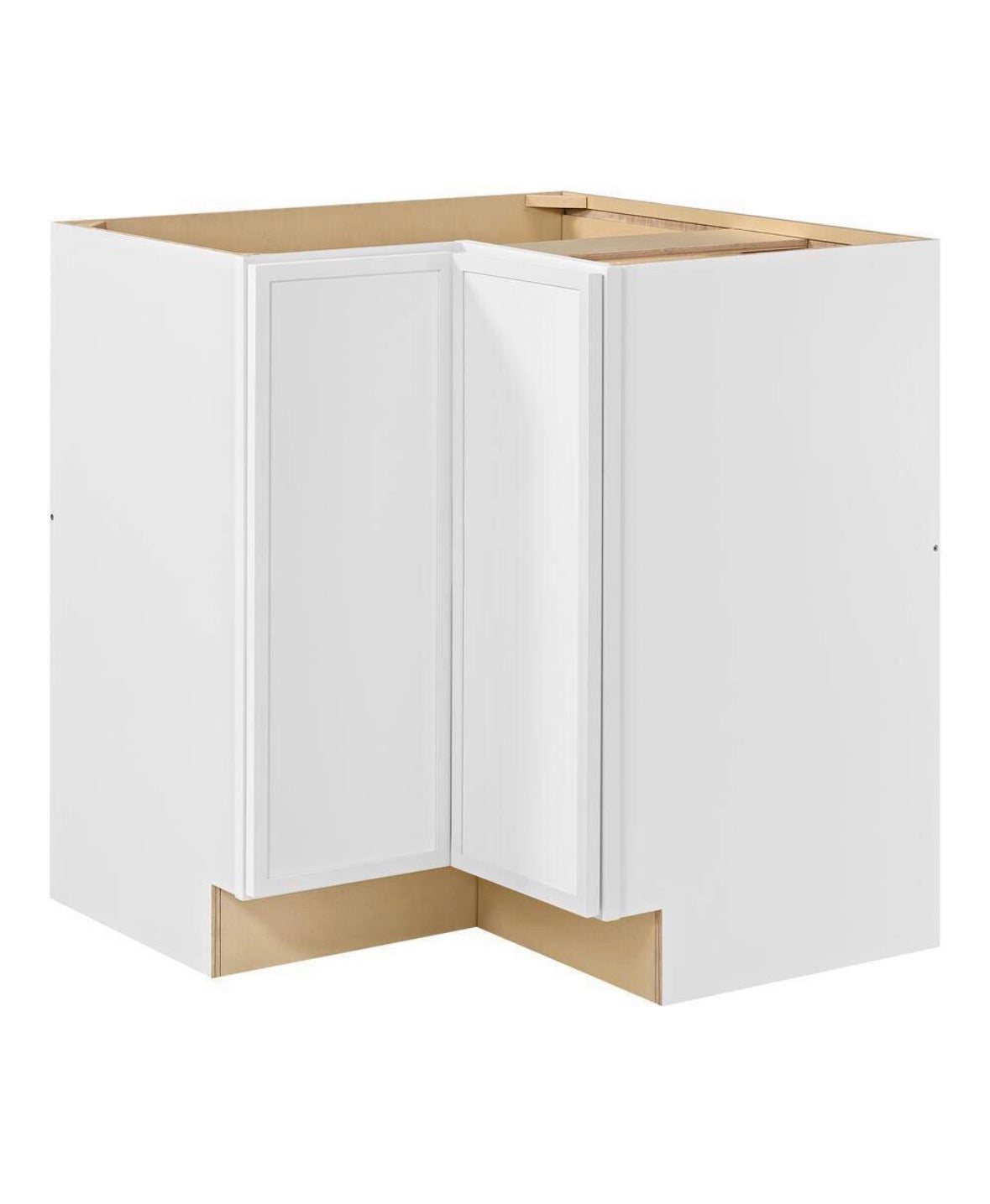 Leyton 32 in. W x 32 in. D x 34.5 in. H Ready to Assemble Plywood Slim Shaker Lazy Susan Corner Cabinet in Alpine White