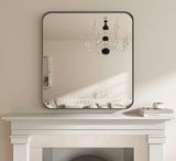 32 in. H x 36 in. W Rectangular Aluminum Framed Modern Black Rounded Wall Mirror