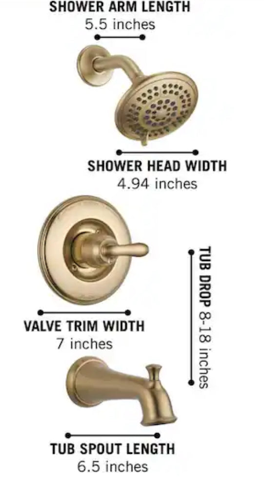 Linden Gold 1-Handle 1-Spray Tub and Shower Faucet Trim Kit in Champagne Bronze (Valve Not Included)