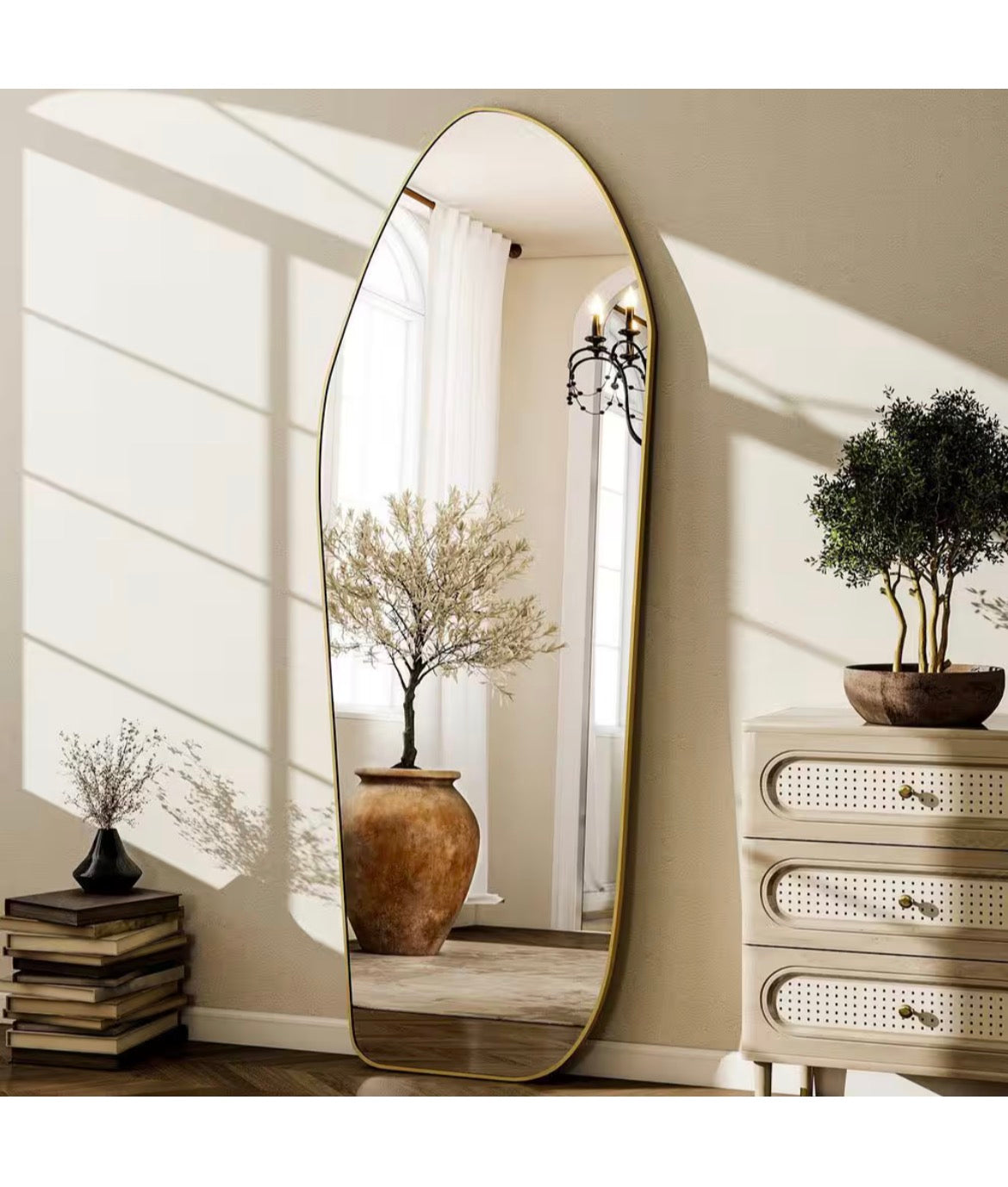 Gold 24 in. W x 67 in. H Irregular Modern Aluminum Alloy Framed Full Length Mirror Floor Mirror
