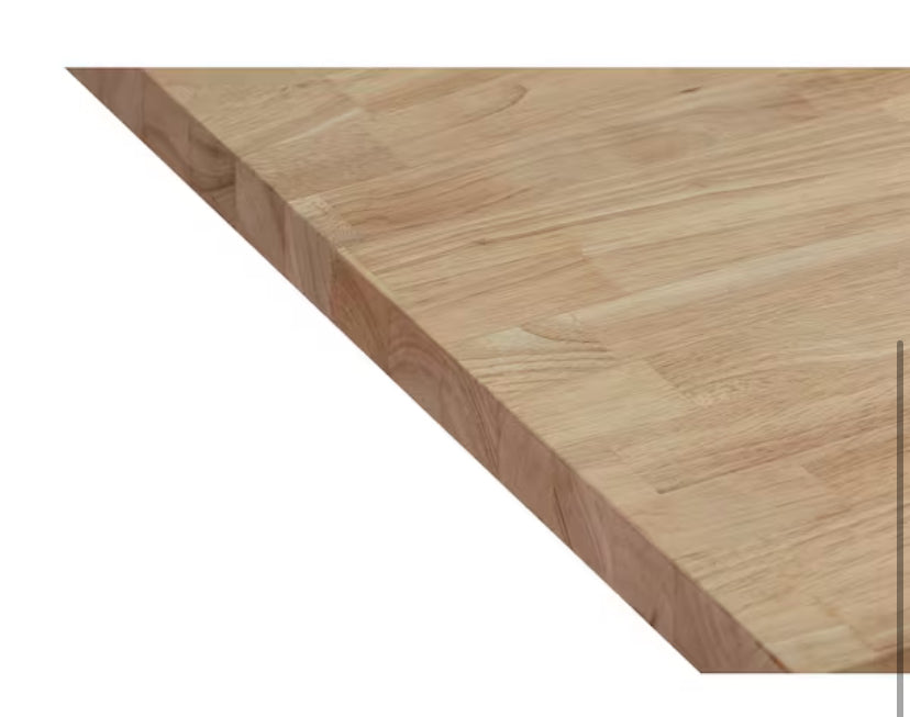 6 ft. L x 39 in. D Unfinished Hevea Butcher Block Island Countertop in With Standard Edge