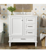 30 in. W x 18.3 in. D x 34 in. H Single Sink Freestanding Bath Vanity in White with White Ceramic Top