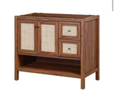 Jasper 36 in. W x 18 in. D x 33 in. H Rattan Modern Coastal 2-Shelf Bath Vanity Cabinet without Top in Walnut