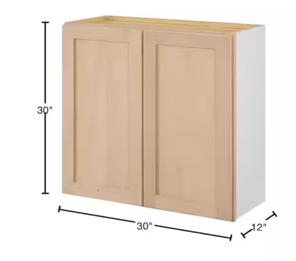 30 in. W x 12 in. D x 30 in. H Ready to Assemble Wall Kitchen Cabinet in Unfinished with CLICKREADY Technology