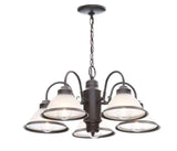 Palermo Grove 14 in. 3-Light Gilded Iron Farmhouse Kitchen Pendant with Hand Painted Walnut Accents