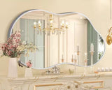 20 in. W x 36 in. H Asymmetrical Silver Aluminum Alloy Framed Wall Mirror Irregular Wall Mirror