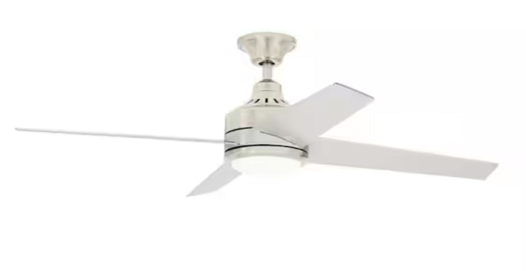 Mercer 52 in. LED Indoor Brushed Nickel Ceiling Fan with Light Kit and Remote Control