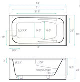 Voltaire 54 in. x 30 in. Acrylic White, Alcove, Integral Armrest, Left-Hand Drain, Apron Rectangular Bathtub in White