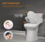 High Toilet 2-piece 0.8/1.28GPF Dual Flush Elongated 21 in. Toilet, in White Map Flush 1000g with Soft-Close Seat