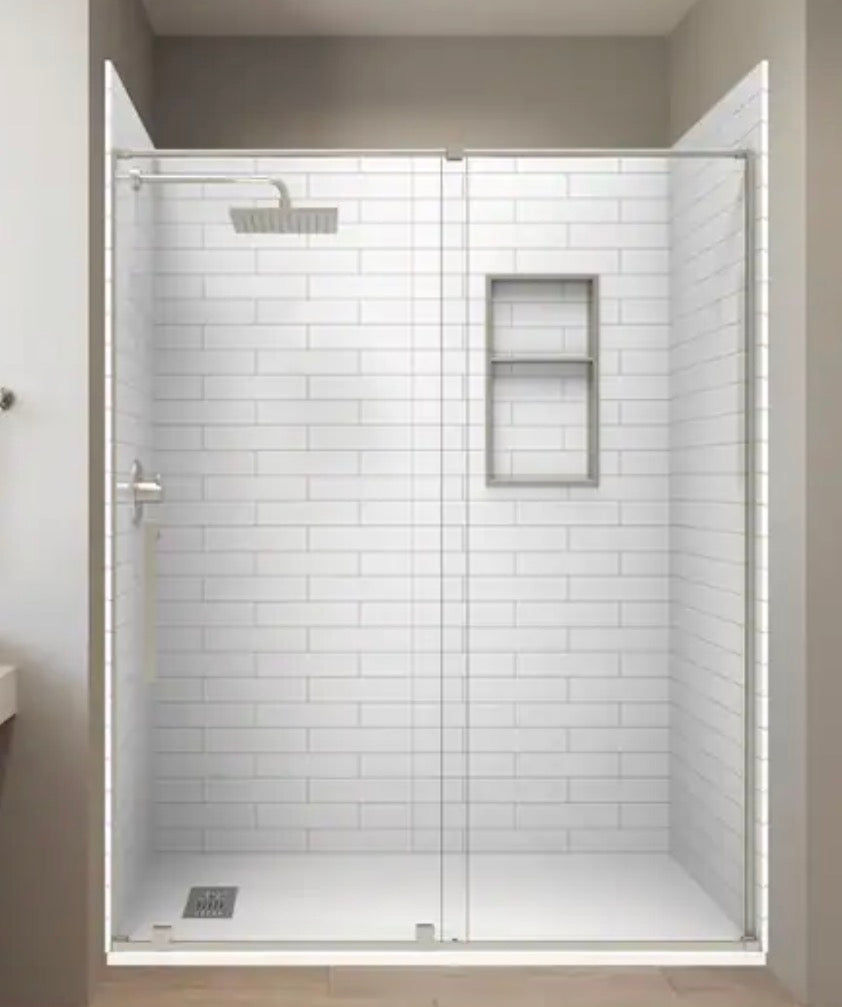 Reversable Sliding Brushed Nickel Frameless Shower Door (60 in. x 76 in.),5/16 in.