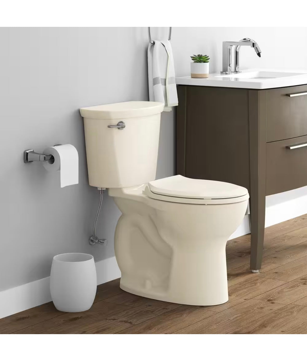 Cadet 12 in. Antimicrobial 2-Piece 1.28 GPF Single Flush Chair Height Round Toilet in Bone with Slow Close Seat