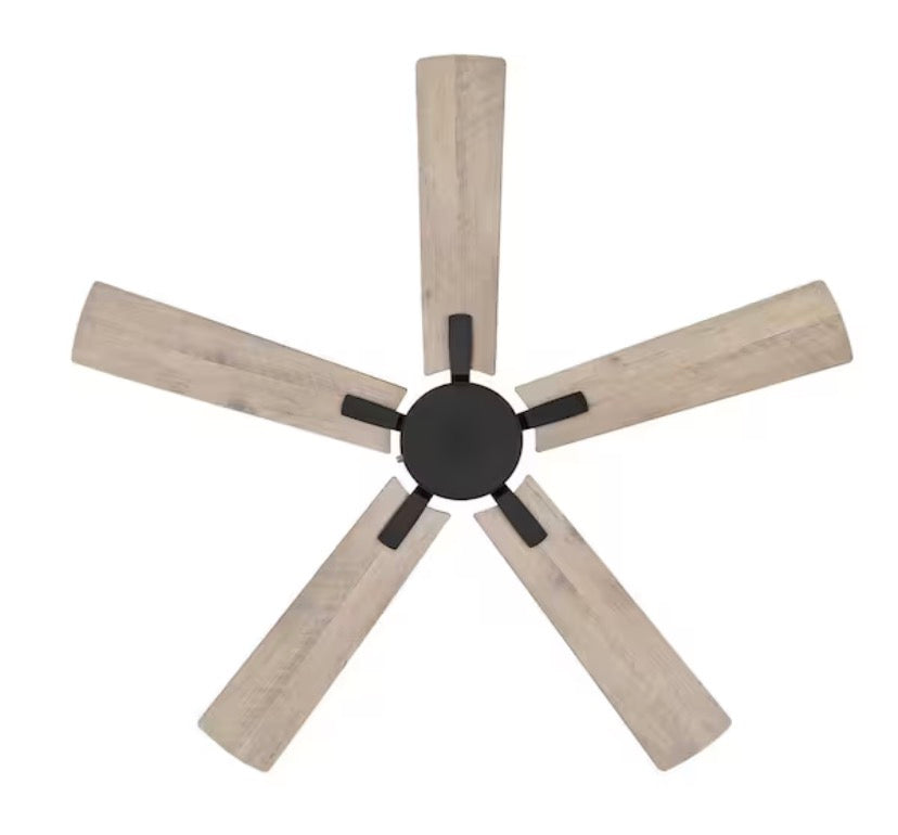 Grantway 48 in. Indoor/Covered Outdoor Matte Black Low Profile Ceiling Fan Without Light with Pull Chain Included