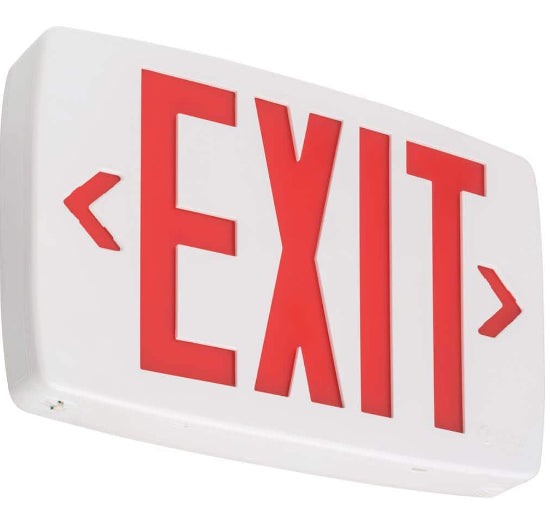 Contractor Select LQM Series 120/277-Volt Integrated LED White and Red Exit Sign W/Back Up Battery