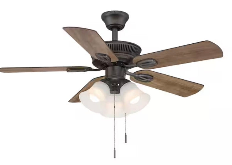 Glendale III 42 in. LED Indoor Oil Rubbed Bronze Ceiling Fan with Light and Pull Chains Included