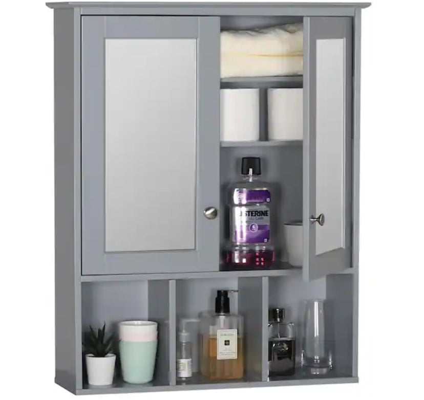 23.6 in. W x 7.5 in. D x 30.4 in. H Oversized Bathroom Storage Wall Cabinet in Gray