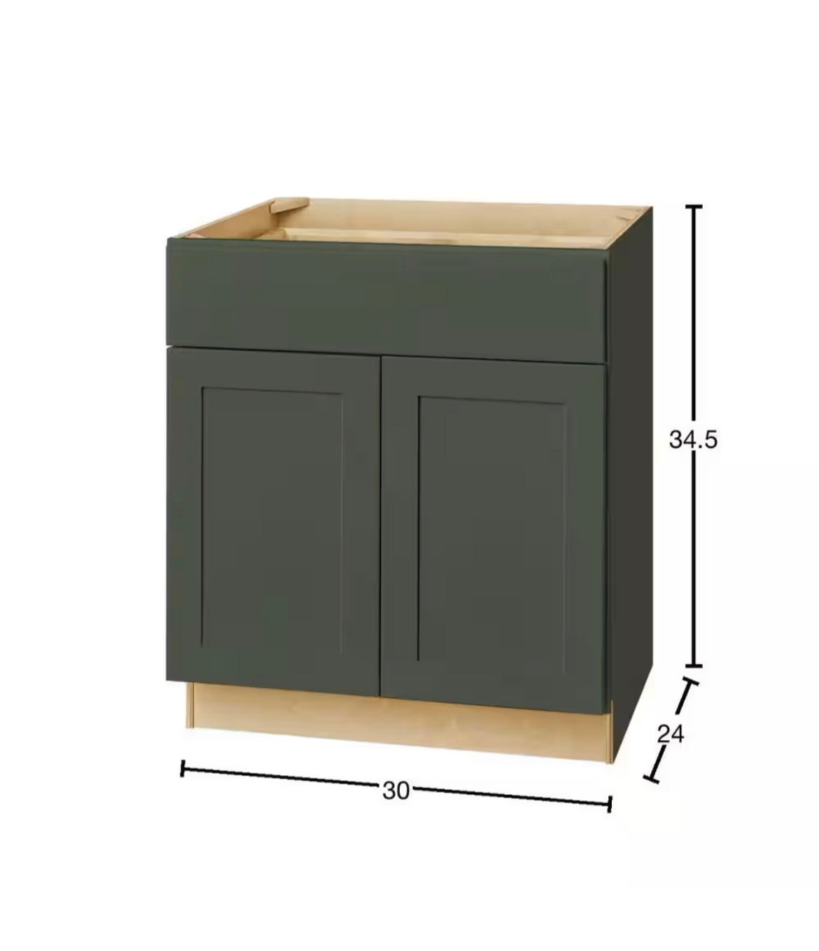 Avondale 30 in. W x 24 in. D x 34.5 in. H Ready to Assemble Plywood Shaker Base Kitchen Cabinet in Fern Green