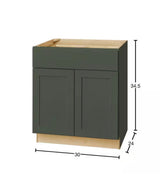 Avondale 30 in. W x 24 in. D x 34.5 in. H Ready to Assemble Plywood Shaker Base Kitchen Cabinet in Fern Green