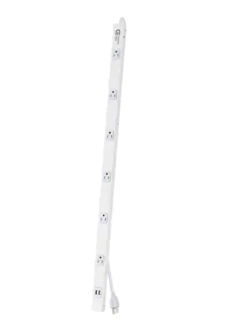 (Copy) 6-Outlet 2 USB Power Strip, White