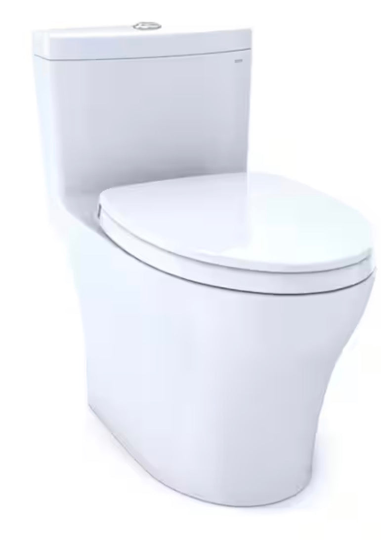 Aquia IV 12 in. Rough In One-Piece 0.8/1.28 GPF Dual Flush Elongated Toilet in Cotton White, SoftClose Seat Included