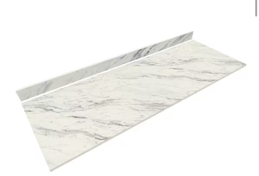 6 ft. L x 25 in. D Engineered Composite Countertop in Calcutta Blanc with Satin Finish