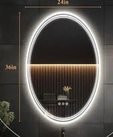 24 in. W x 36 in. H Oval LED Anti-Fog Frameless With Front Light And Backlight Wall Mirror Bathroom Vanity Mirror