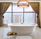 67 in. Acrylic Flatbottom Non-Whirlpool Bathtub in Glossy White with Matte Black Drain and Overflow Cover