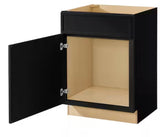 Leyton 24 in. W x 21 in. D x 34.5 in. H Ready to Assemble Plywood Slim Shaker Bath Sink Base Cabinet in Raven Black
