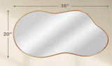 36 in. W x 20 in. H Irregular Gold Aluminum Alloy Framed Wall Mirror Asymmetrical Wall Mirror