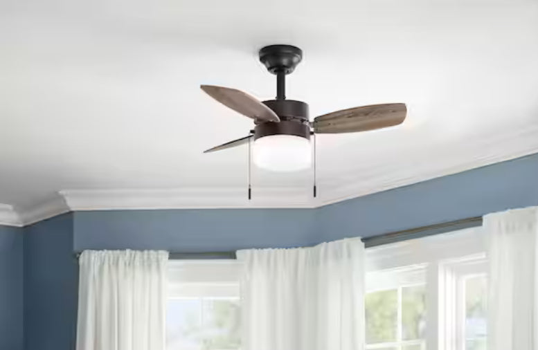Triplicity 30 in. Indoor LED Matte Black Ceiling Fan with Light