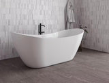71 in. x 32 in. Acrylic Freestanding Soaking Bathtub in Glossy White with Matte Black Drain