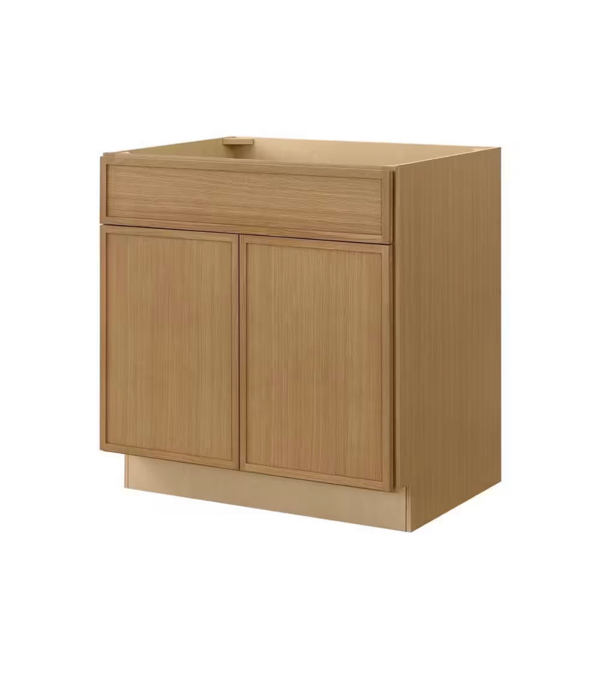 Leyton 33 in. W x 24 in. D x 34.5 in. H Ready to Assemble Plywood Slim Shaker Sink Base Kitchen Cabinet in White Oak